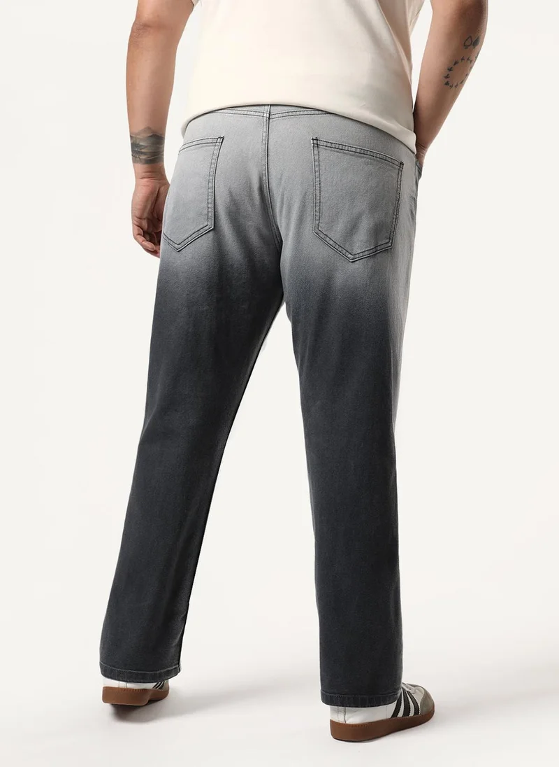 Urbano Fashion  Urbano Plus Men's Dark Grey Straight Fit Heavy Washed Faded Denim Jeans Stretchable for Men | Best Price UAE